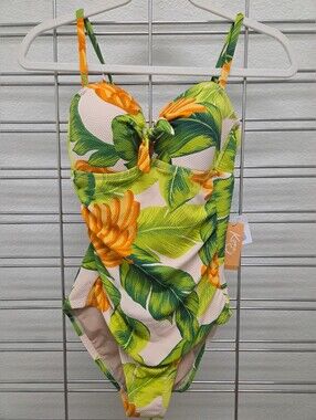 Kona Sol Green & Orange Tropical One-Piece Swimsuit for Kids